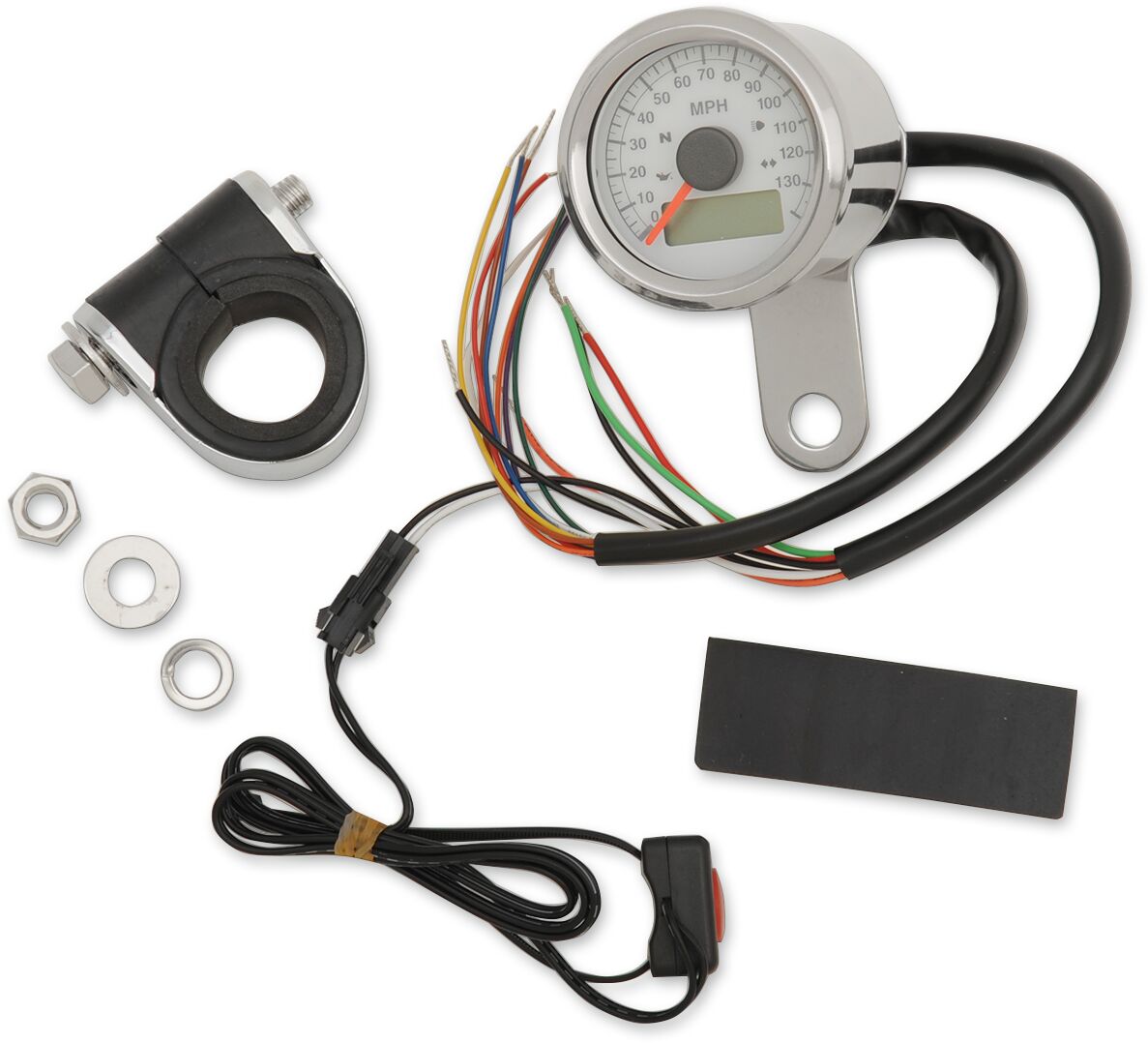 Drag Specialties Speedo W/4 Lts Mph Ss/Wht SPEEDOMETER GROUP Drag Specialties