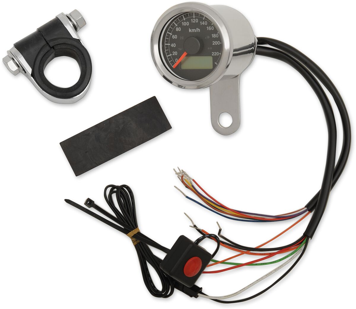 Drag Specialties Speedo W/4 Lts Kph Ss/Blk SPEEDOMETER GROUP Drag Specialties