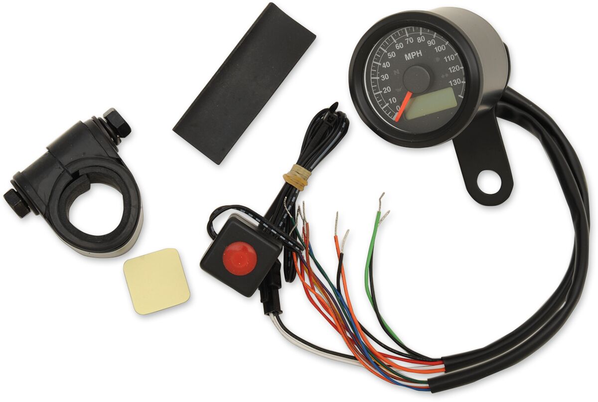 Drag Specialties Speedo W/4 Lts Mph Blk/Blk SPEEDOMETER GROUP Drag Specialties