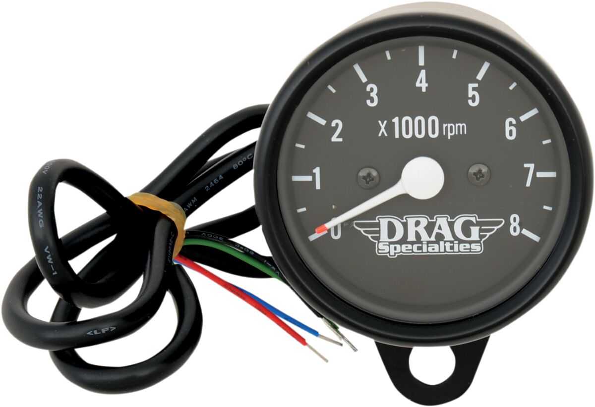 Drag Specialties Tach Blk 2.4 Blk W/Bulb TACHOMETER GROUP Drag Specialties