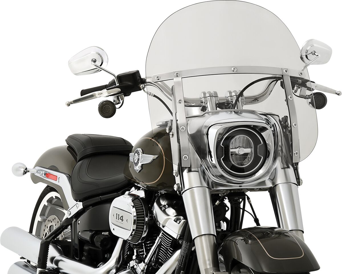 Memphis Shades Hd 15" Windshield Memphis Fats, Solar & Polished Mount Kit - 18+ Softail Windshield Memphis Shades
