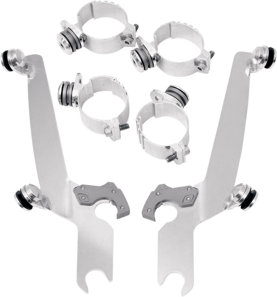 Memphis Shades Hd Sportshield Trigger-Lock™ Mounting Hardware, Polished - Dyna & Rocker C & 18+ Softail Windshield Hardware Kits Memphis Shades