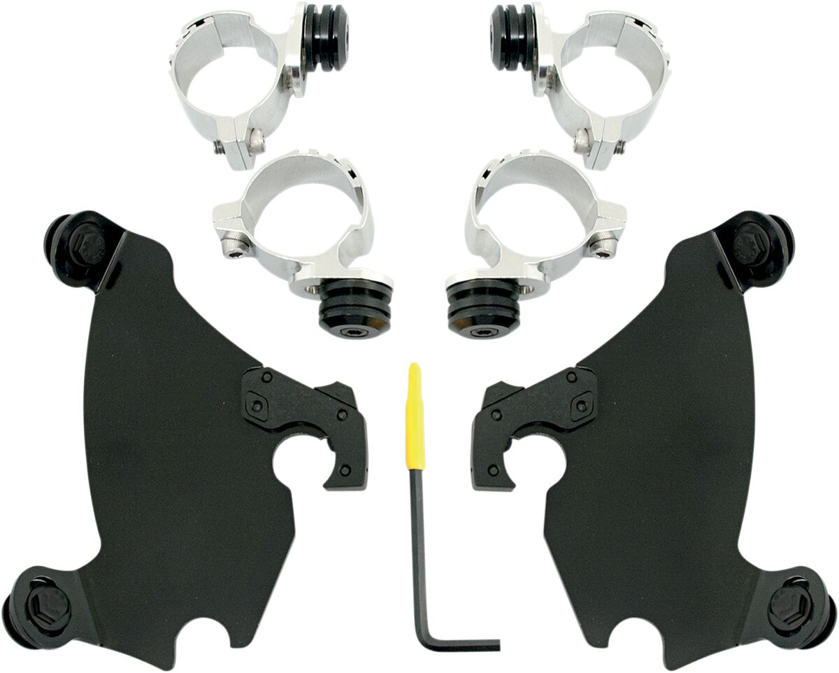 Memphis Shades Hd Mnt Kit Gau Xl C Blk WINDSHIELD-HARDWARE KITS-PARTS Memphis Shades
