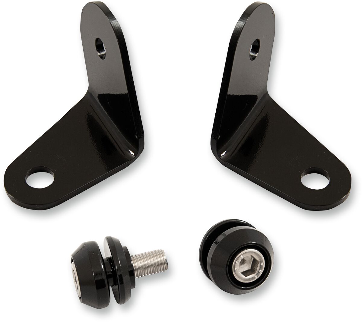 Memphis Shades Hd Turn Signal relocation Hardware covered forks w/o lighbar, Black - 88-10 Softail Windshield Hardware Kits Memphis Shades