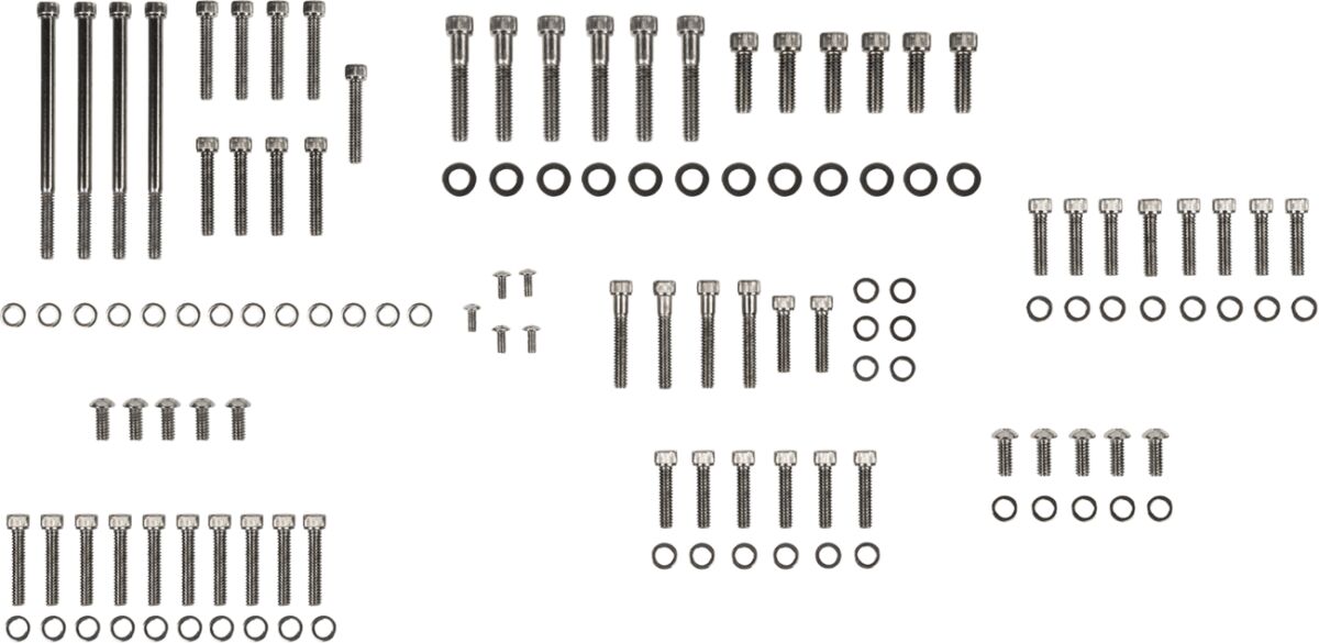 Drag Specialties Black Chrome Socket Head Motor Bolt Kit Knurled Hardware Kits Drag Specialties