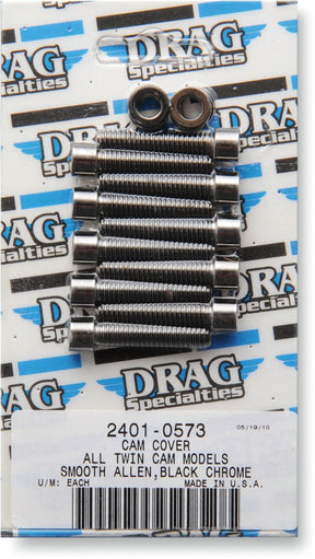 Drag Specialties Black Chrome Socket Head Cam Cover Bolt Kit Smooth Hardware Kits Drag Specialties