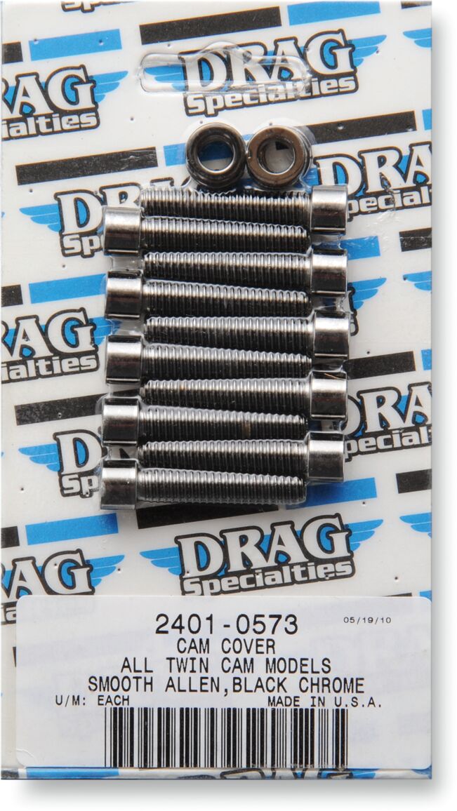 Drag Specialties Black Chrome Socket Head Cam Cover Bolt Kit Smooth Hardware Kits Drag Specialties