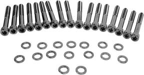Drag Specialties Black Chrome Socket Head Primary Cover Bolt Kit Knurled Hardware Kits Drag Specialties