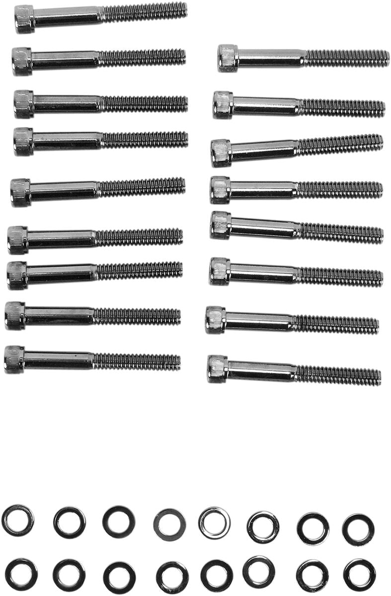 Drag Specialties Black Chrome Socket Head Primary Cover Bolt Kit Knurled Hardware Kits Drag Specialties