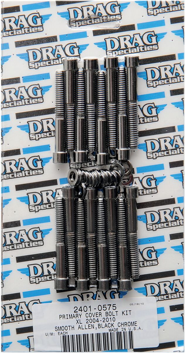 Drag Specialties Black Chrome Socket Head Primary Cover Bolt Kit Smooth Hardware Kits Drag Specialties
