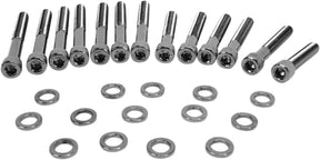 Drag Specialties Black Chrome Socket Head Cam Cover Bolt Kit Knurled Hardware Kits Drag Specialties