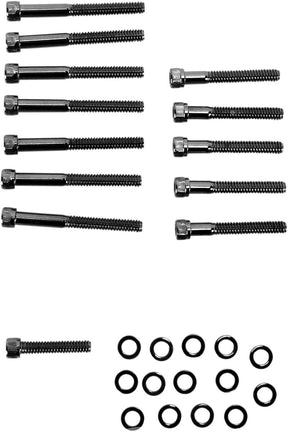 Drag Specialties Black Chrome Socket Head Cam Cover Bolt Kit Knurled Hardware Kits Drag Specialties