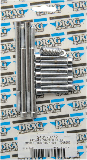 Drag Specialties Chrome Socket Head Primary Cover Bolt Kit Smooth Hardware Kits Drag Specialties