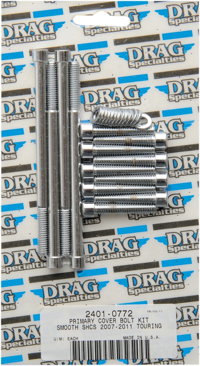 Drag Specialties Chrome Socket Head Primary Cover Bolt Kit Smooth Hardware Kits Drag Specialties
