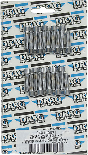 Drag Specialties Bolt Kit M8 Rocker Box Smooth Socket Head Chrome Hardware Kits Drag Specialties