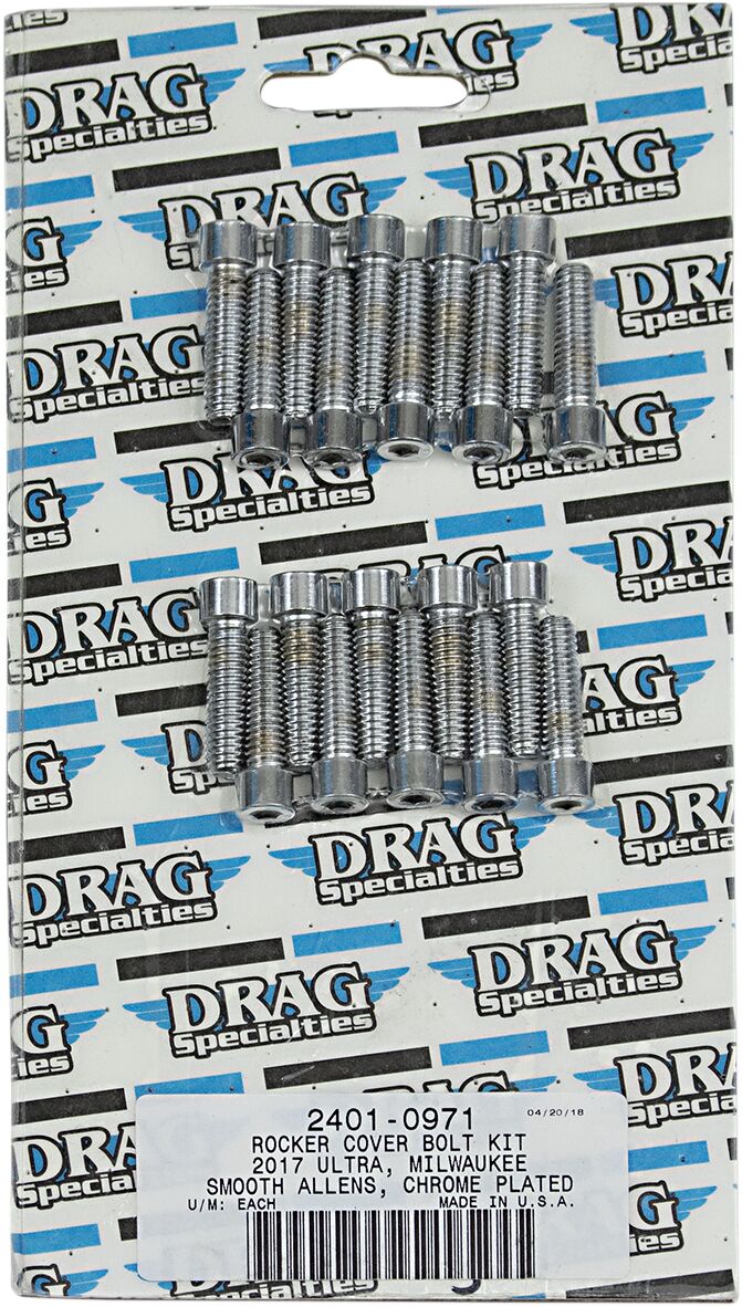 Drag Specialties Bolt Kit M8 Rocker Box Smooth Socket Head Chrome Hardware Kits Drag Specialties