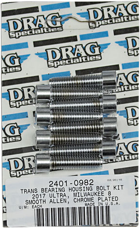Drag Specialties Bolt Kit M8 Tranmission Bearing Housing Smooth Socket Head Chrome Hardware Kits Drag Specialties