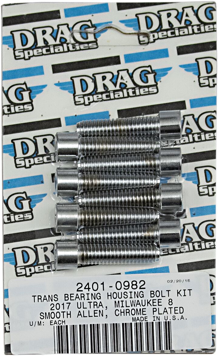 Drag Specialties Bolt Kit M8 Tranmission Bearing Housing Smooth Socket Head Chrome Hardware Kits Drag Specialties