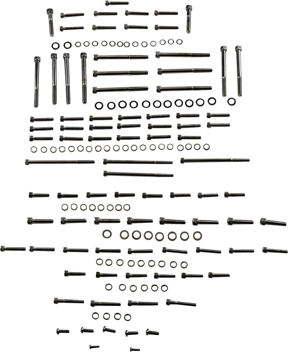 Drag Specialties Bolt Kit M8 Engine Knurled Allen Head Black Hardware Kits Drag Specialties