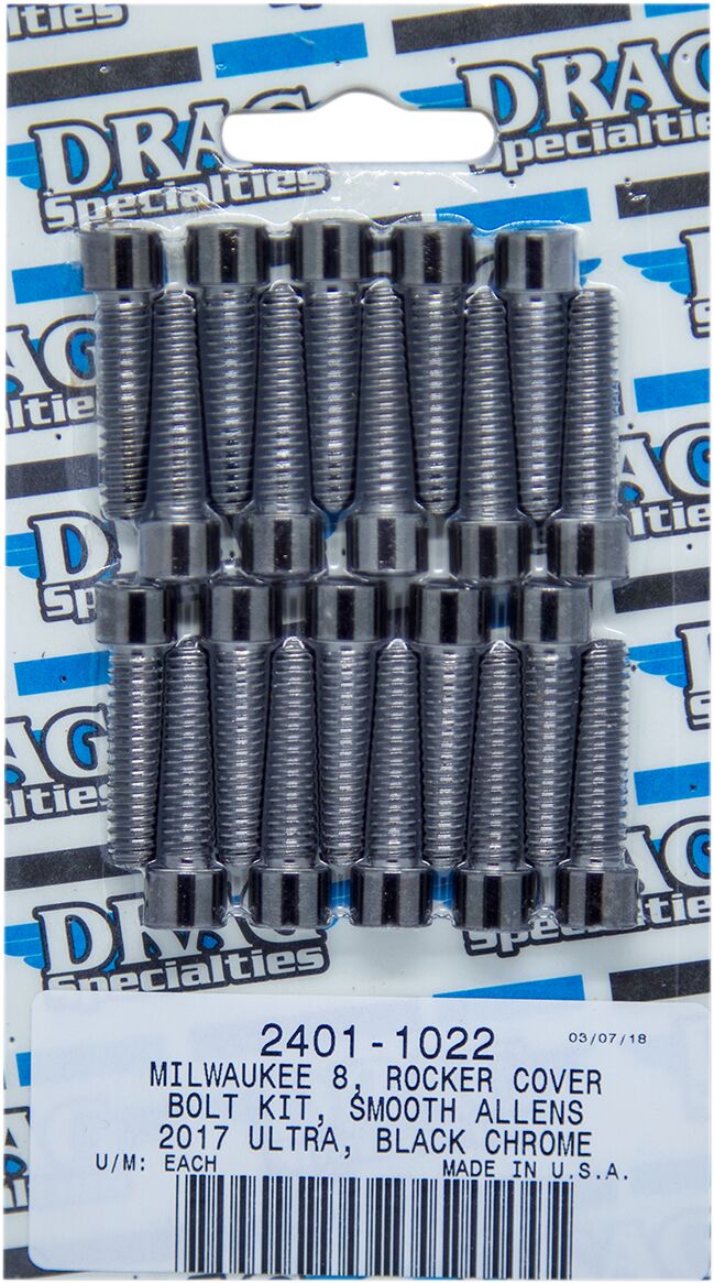 Drag Specialties Bolt Kit M8 Rocker Box Smooth Socket Head Black Hardware Kits Drag Specialties