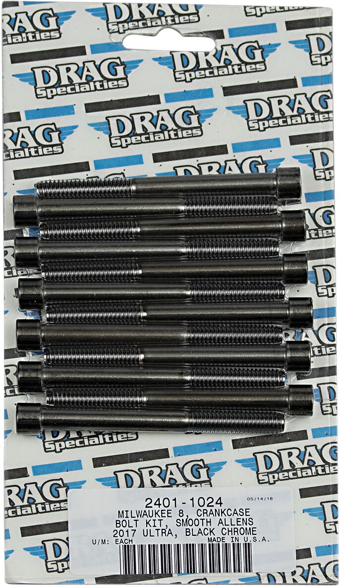 Drag Specialties Bolt Kit M8 Crankcase Smooth Socket Head Black Drag Specialties