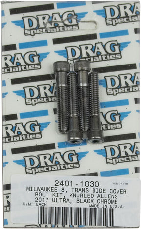 Drag Specialties Bolt Kit M8 Side Cover Tranmission Knurled Allen Head Black Hardware Kits Drag Specialties