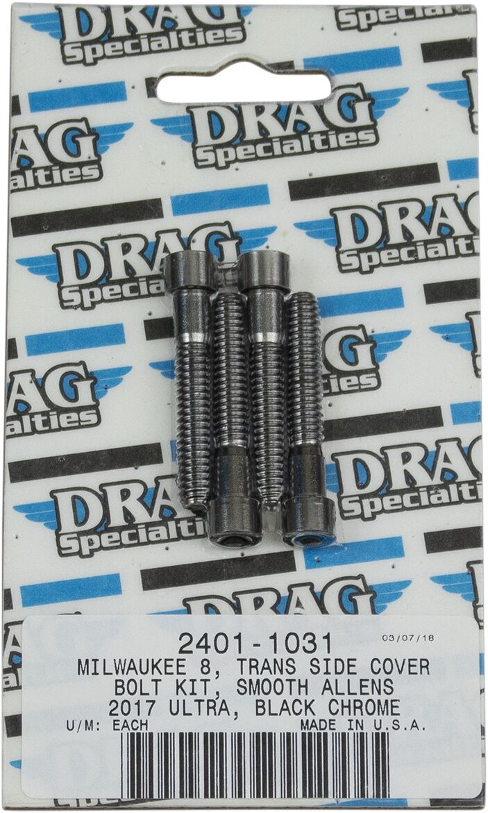 Drag Specialties Bolt Kit M8 Side Cover Tranmission Smooth Socket Head Black Hardware Kits Drag Specialties
