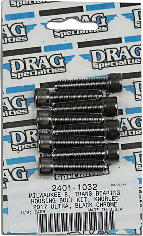 Drag Specialties Bolt Kit M8 Tranmission Bearing Housing Knurled Allen Head Black Hardware Kits Drag Specialties