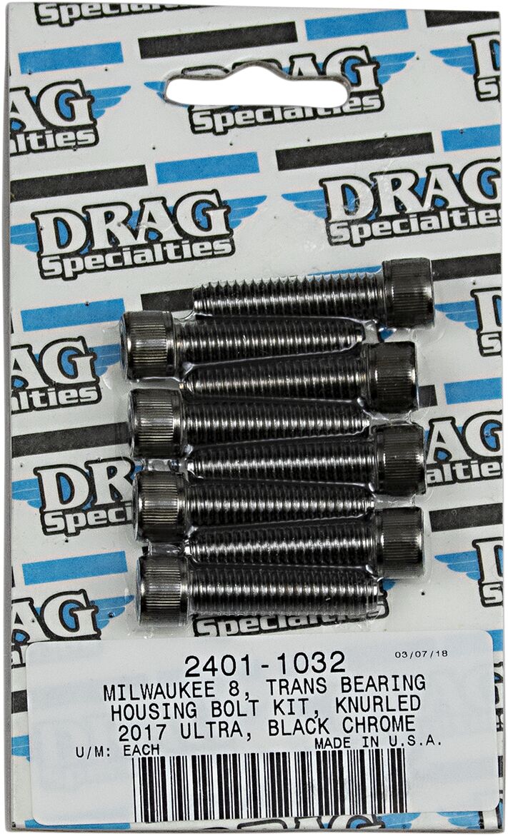 Drag Specialties Bolt Kit M8 Tranmission Bearing Housing Knurled Allen Head Black Hardware Kits Drag Specialties
