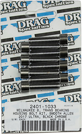 Drag Specialties Bolt Kit M8 Tranmission Bearing Housing Smooth Socket Head Black Hardware Kits Drag Specialties
