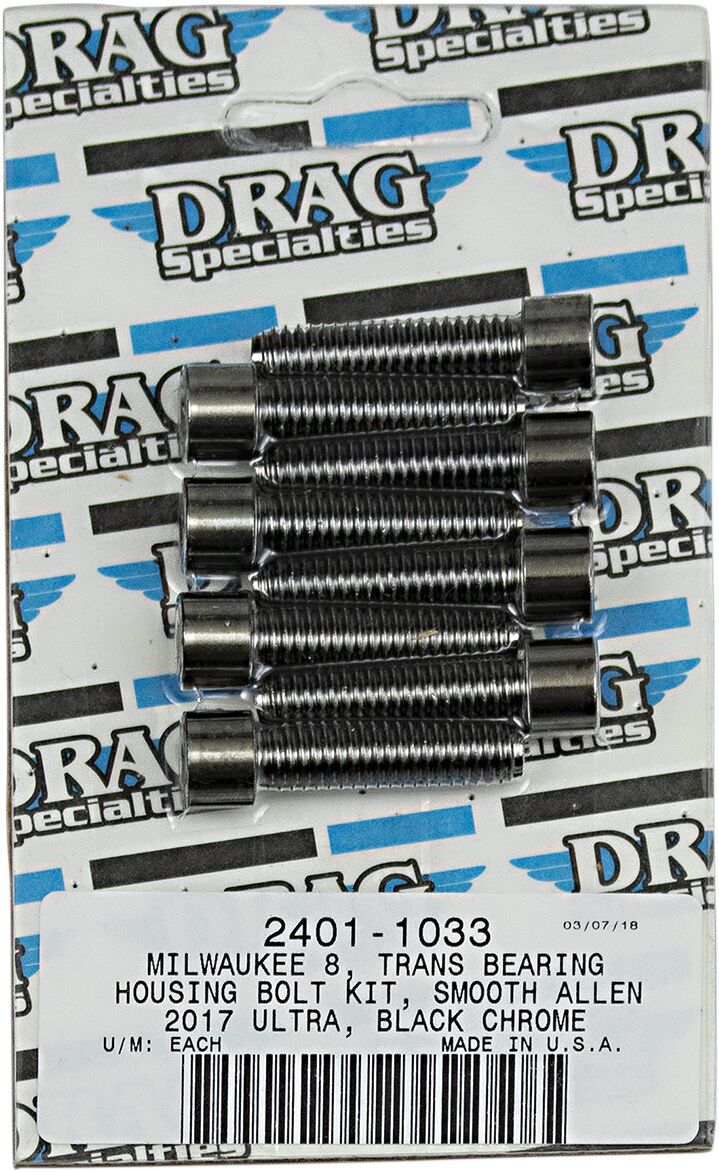 Drag Specialties Bolt Kit M8 Tranmission Bearing Housing Smooth Socket Head Black Hardware Kits Drag Specialties