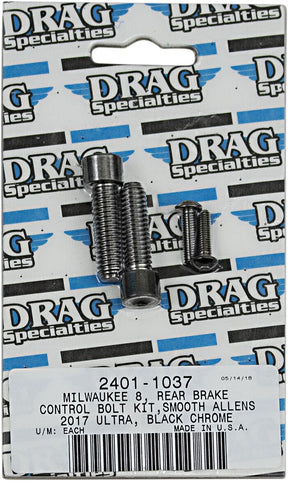 Drag Specialties Bolt Kit M8 Rear Brake Control Smooth Socket Head Black Hardware Kits Drag Specialties