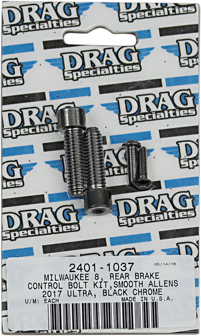 Drag Specialties Bolt Kit M8 Rear Brake Control Smooth Socket Head Black Hardware Kits Drag Specialties