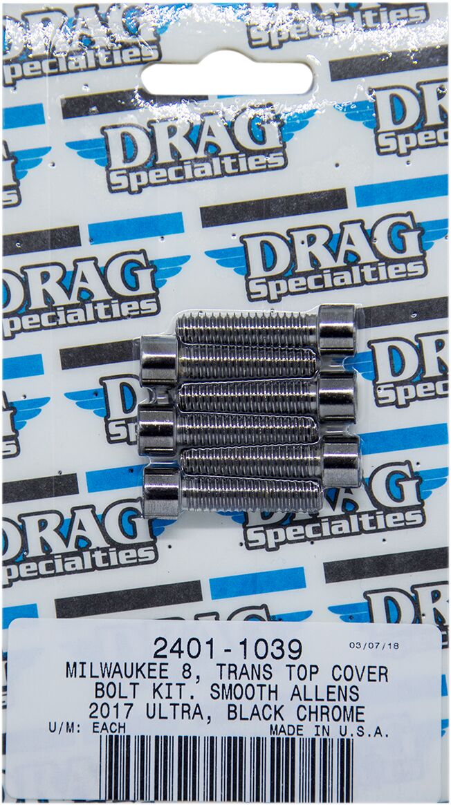 Drag Specialties Bolt Kit M8 Tranmission Top Cover Smooth Socket Head Black Hardware Kits Drag Specialties