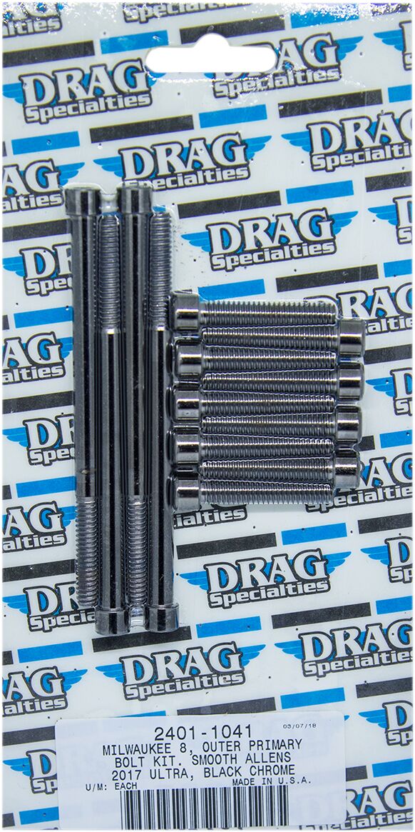 Drag Specialties Bolt Kit M8 Outer Primary Smooth Socket Head Black Hardware Kits Drag Specialties