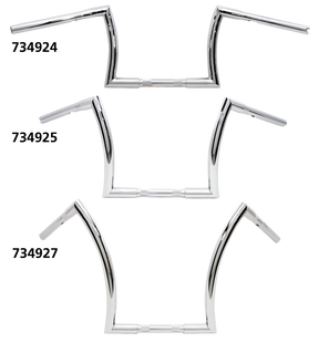 10" Z Bar 1" Chrome Dimpled Tbw Fat Handlebars for one inch handlebar clamps V Twin Mfg