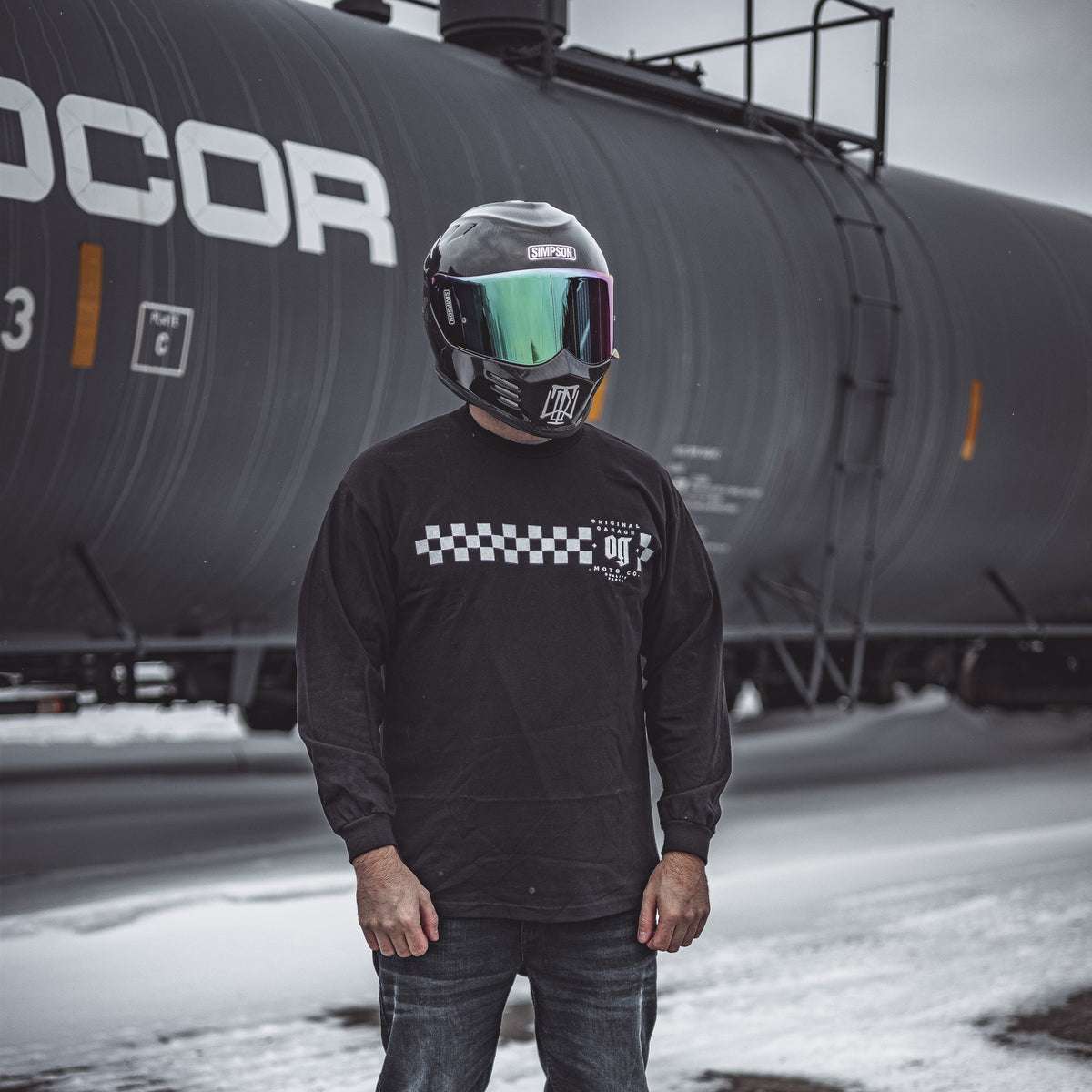 OG "Race Team" T-Shirt Long Sleeve, Black T-Shirt Long Sleeve Original Garage Moto