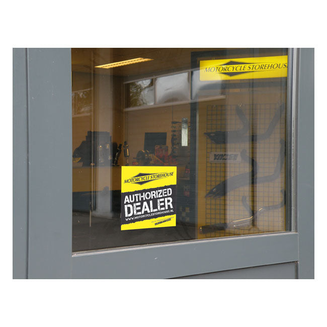 Motorcycle storehouse, authorized dealer window decal Mcs