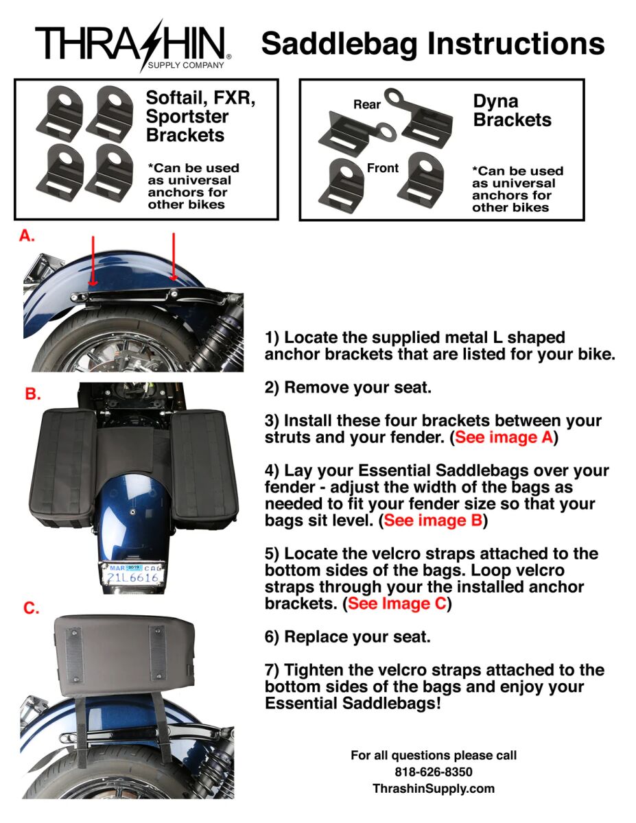 Thrashin Supply Co. Bracket Bags Essential Escape Saddlebags Misc Thrashin Supply Co.