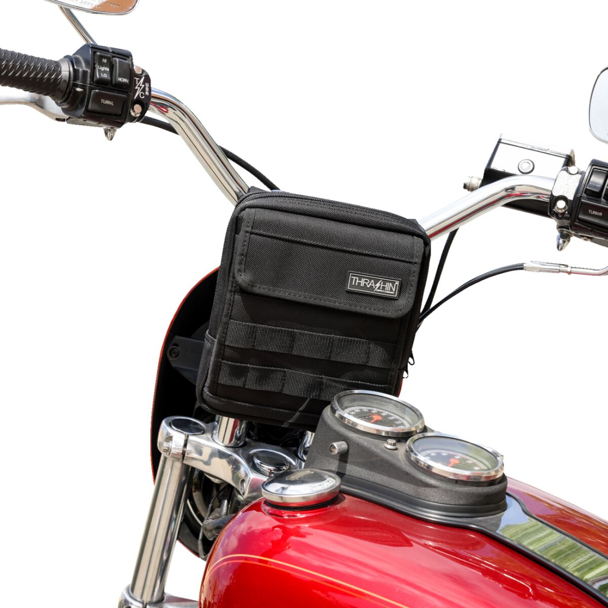 Thrashin Supply Co. Handlebar Bag Slim, Black Tool & Fork Bags Thrashin Supply Co.