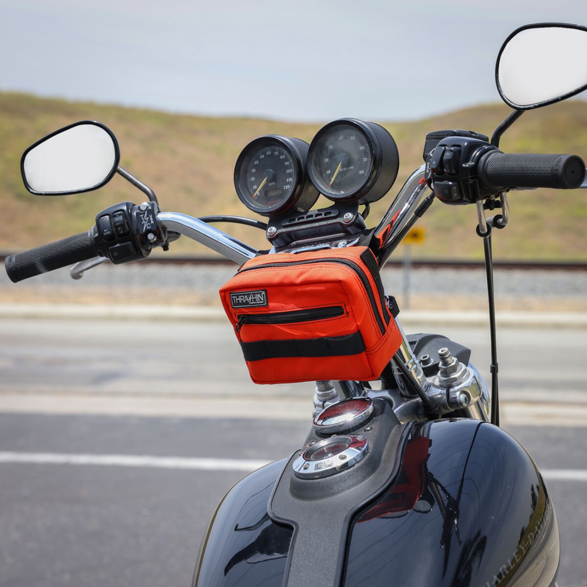 Thrashin Supply Co. HandleBar Bag, HD Orange Tool & Fork Bags Thrashin Supply Co.