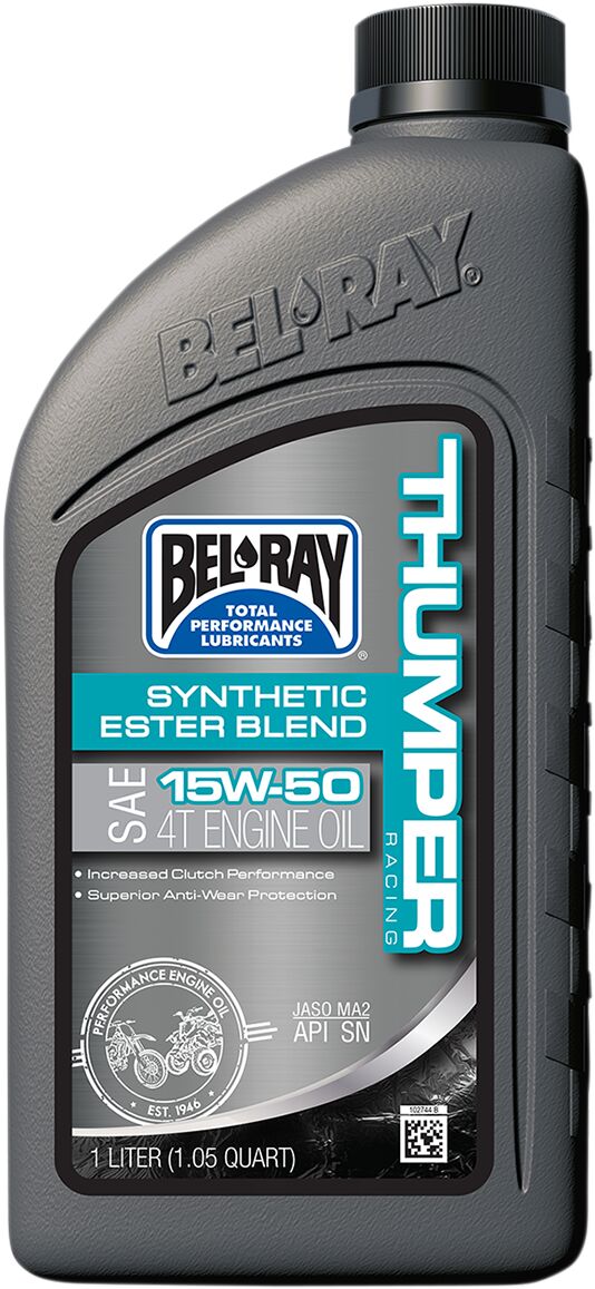 Bel Ray Thumper Racing Synthetic Ester Blend 4 Stroke Engine Oil 15 W 50 1 Liter Engine Oil Bel Ray