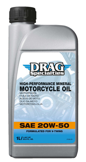 Mineral Engine Oil - SAE 20W-50 ENGINE OIL Drag Specialties Oil 1 litre (1.05 quart US)