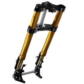 KR8 Inverted Front End Kit, Black Components & Gold Forks - 14+ Touring (30mm Stem) Inverted Front End Kraus Motor Co.