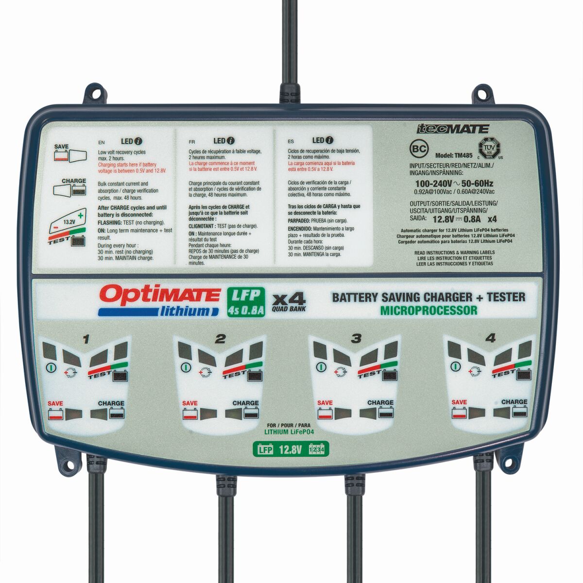 Tecmate Chrg Opt Lith 0.8 A 4 Banks Electrical System Tool Tecmate