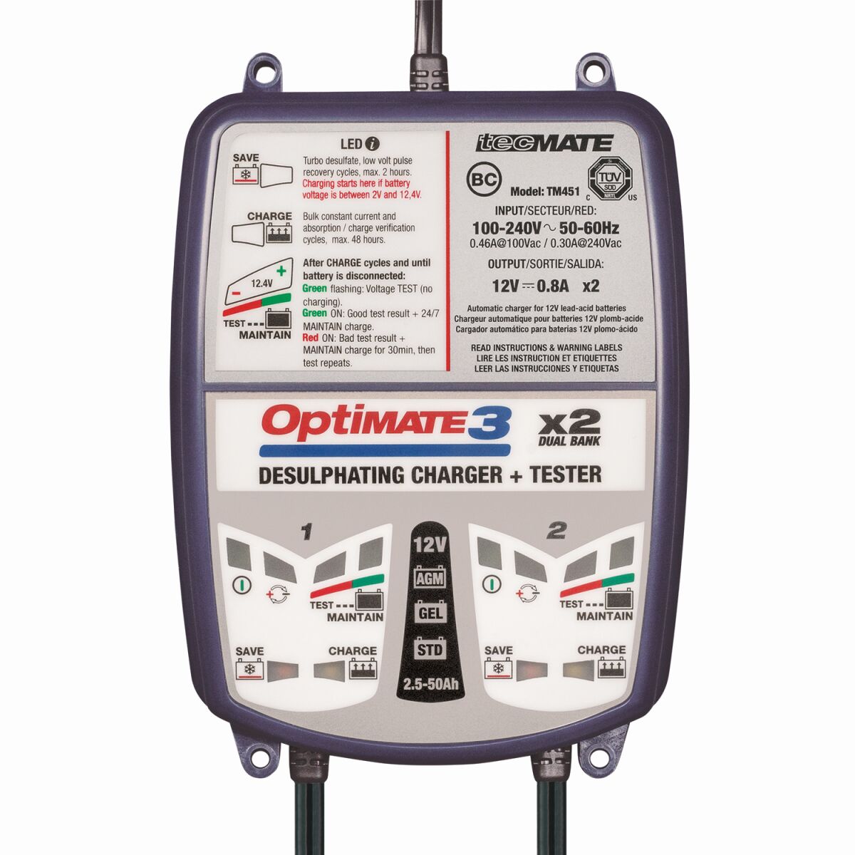 Tecmate Charger Opt 3 2 Banks Electrical System Tool Tecmate