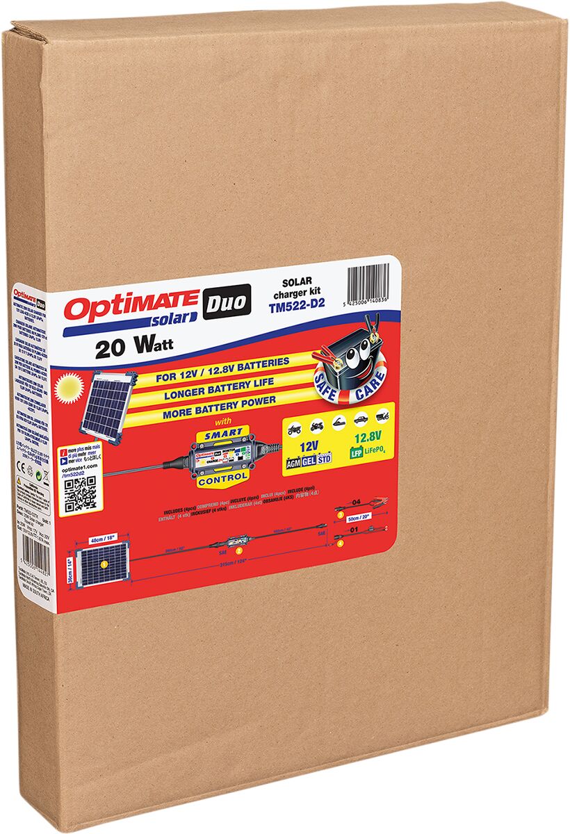 Tecmate Charger Solar Duo 20 W Electrical System Tools Tecmate