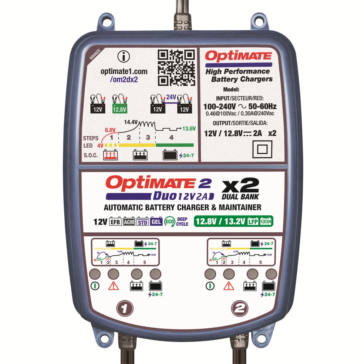 Tecmate Opti Mate 2 Duo X 2 Bank Electrical System Tools Tecmate