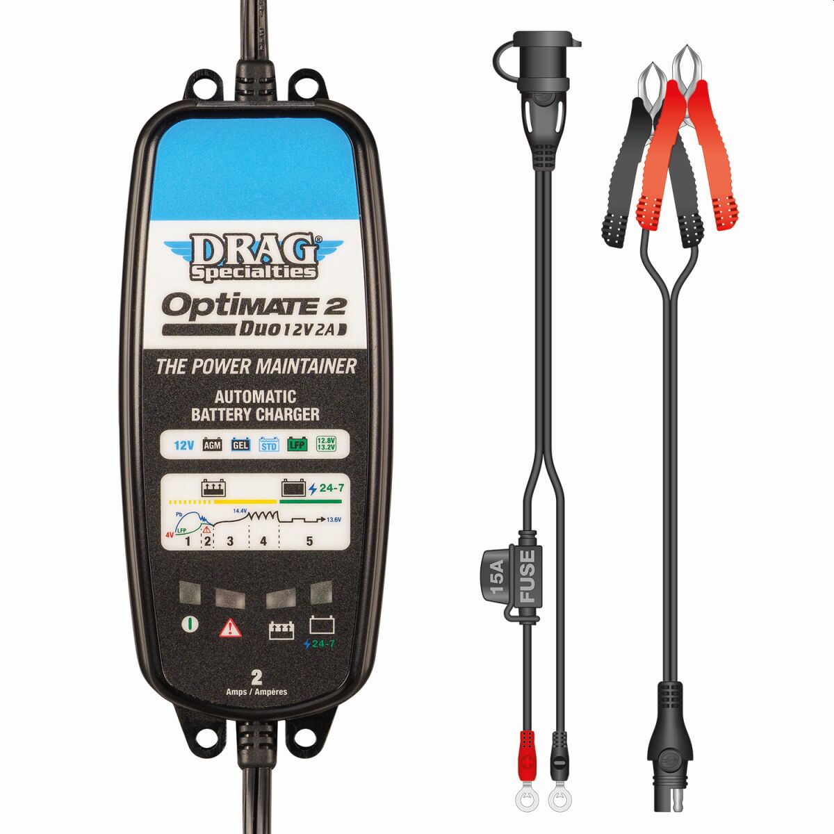 Drag Specialties Charger Eu Optimate 2 Duo Drag Electrical System Tool Drag Specialties