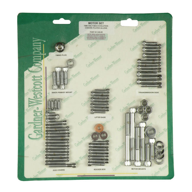 Motor Screw Sets, Chrome Allen Motor Screw Kits Gardner Westcott